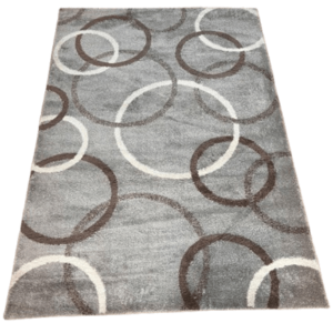 Brown & White Geometric Circles Modern Carpet