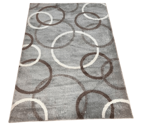 Brown & White Geometric Circles Modern Carpet