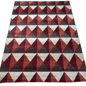 Maroon & Brown Geometric Diamonds Modern Carpet