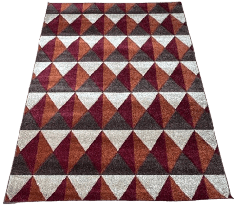 Maroon & Brown Geometric Diamonds Modern Carpet
