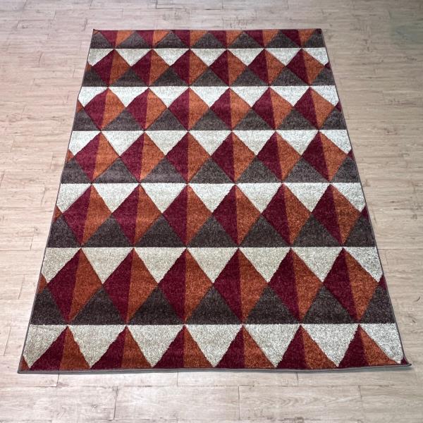 Maroon & Brown Geometric Diamonds Modern Carpet