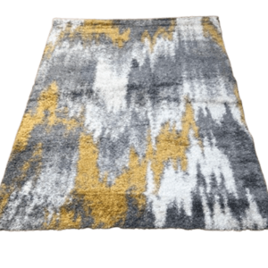 Yellow & Grey Abstract Shaggy Carpet
