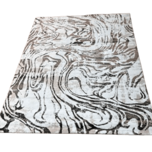 Elegant Cream Textured Wavy Line Carpet