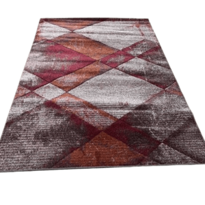 Maroon & Brown Geometric Diamond Carpet