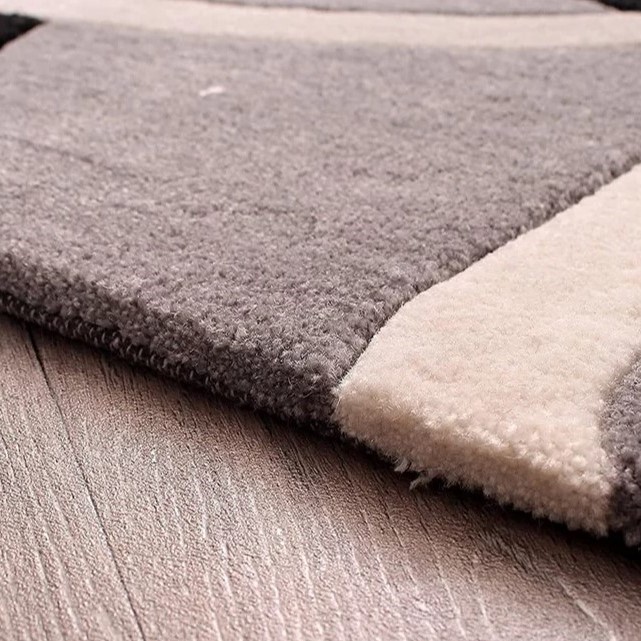 Brown & White Geometric Circles Modern Carpet